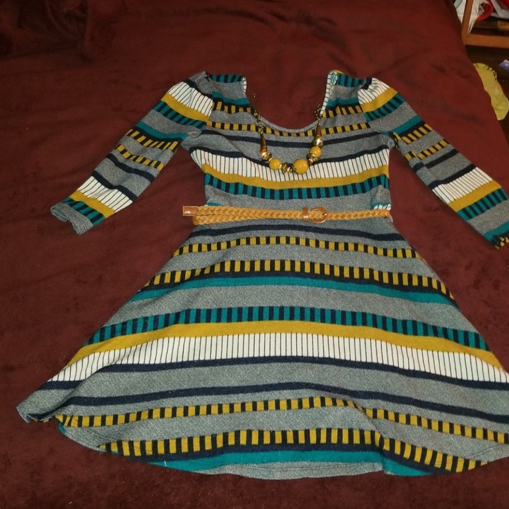 SOLD!!! Sweater Dress W/belt and Necklace